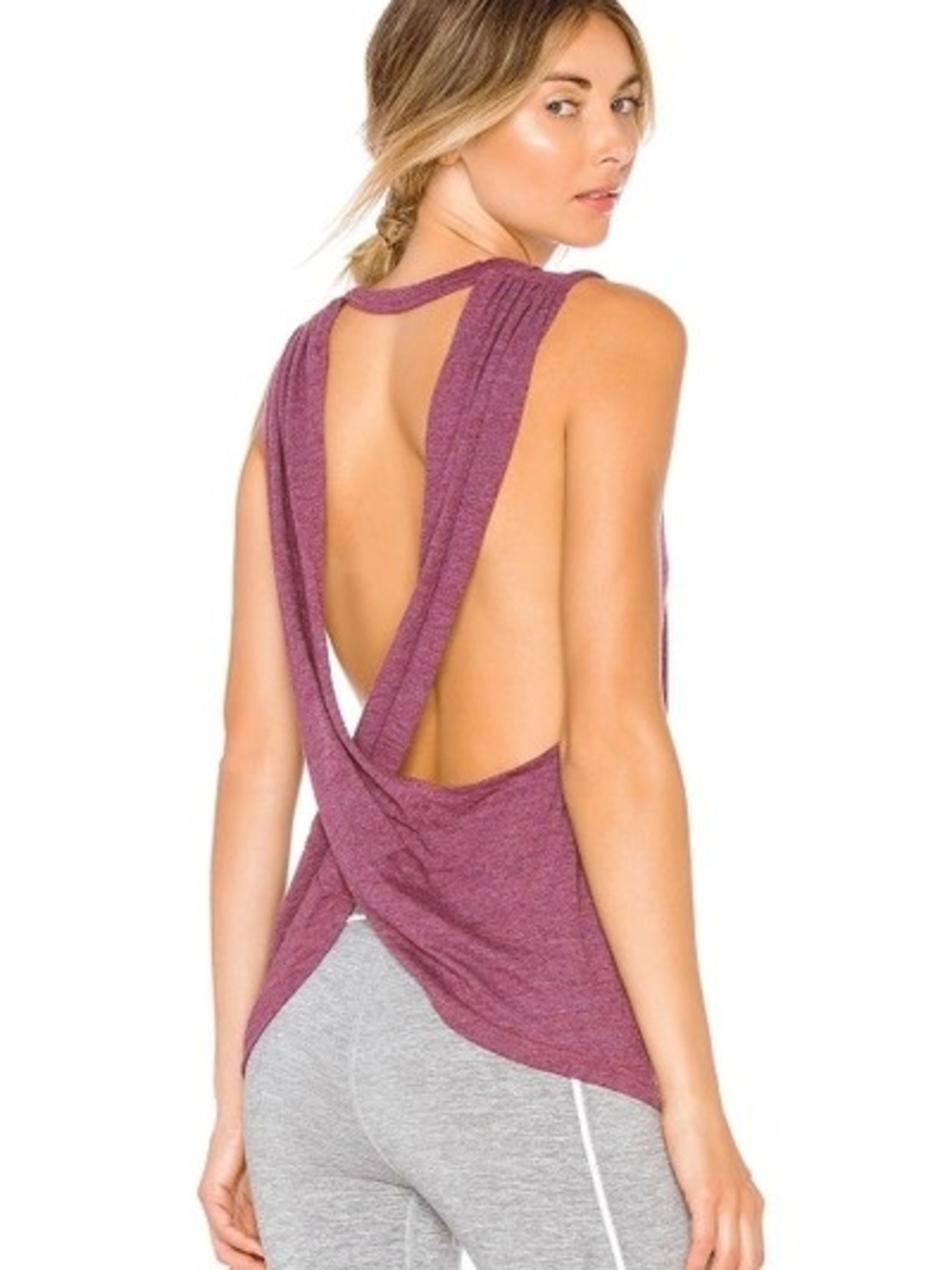 FP Movement No Sweat Tank Top Burgundy Sleeveless Crewneck Open Back Womens Med